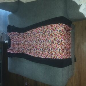 Multicolor Chevron Dress with Black Accents